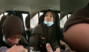 Horny Hijabi Girl Giving Blowjob Dick Fucking Inside Car